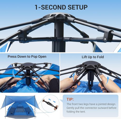 Elegear CumbreX™ Beach Tent - 360° Removable Canopy, UPF 50+ Sun Shade for 4-6 People | Portable & Lightweight