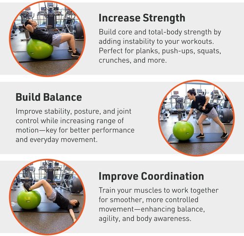 Body Sport Exercise Ball - Stability & Balance Training with Pump | Ideal for Home & Gym Use