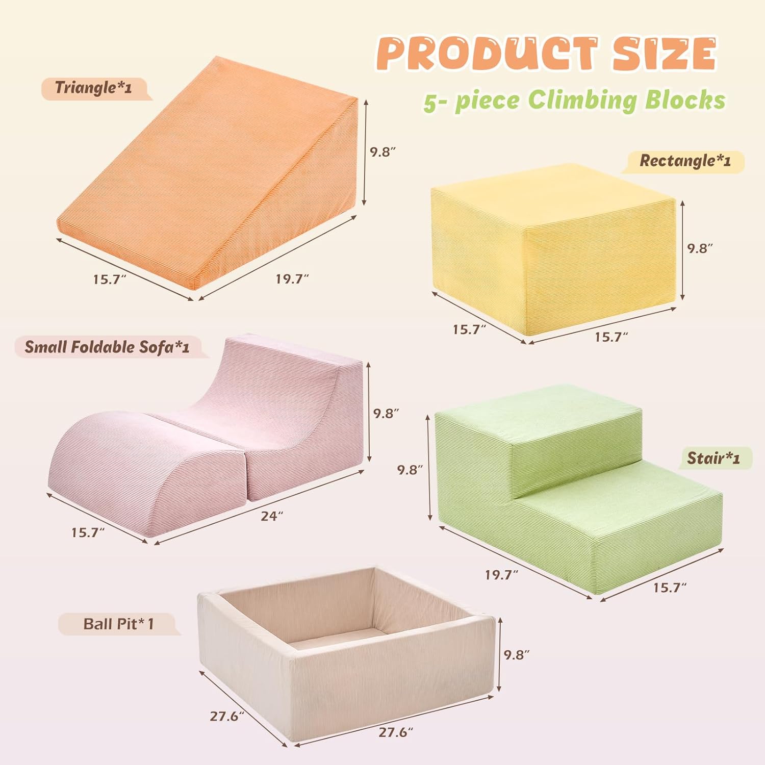 Skiennix Toddler Climbing Toys - 5-Piece Foam Blocks Play Set with Ball Pit | Indoor Soft Play Gym