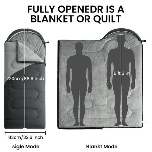 All Season Sleeping Bag – 32°F Cold Weather Rated, Lightweight, Waterproof & Packable – Camping & Backpacking Sleeping Bag for Adults with Compression Sack