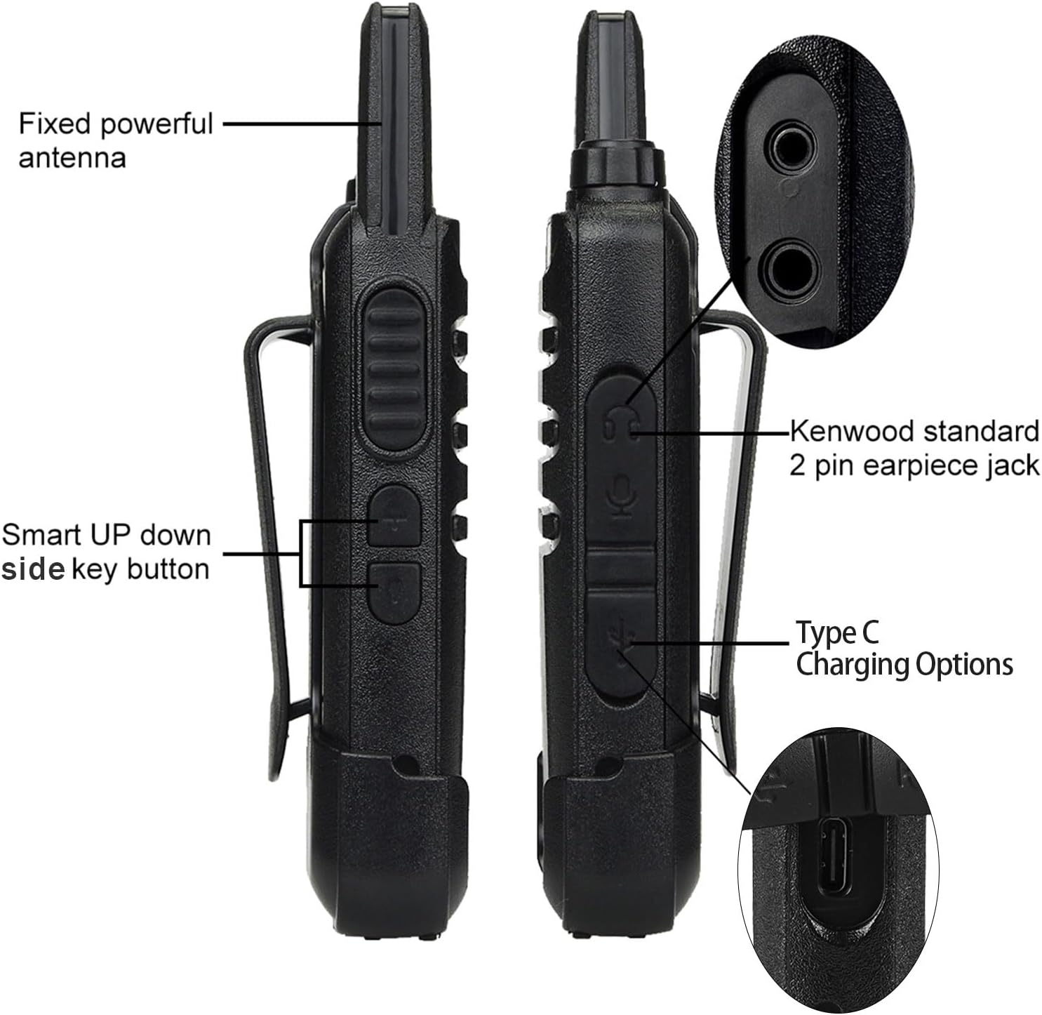 Retevis RT22 Two Way Radio - Long Range Rechargeable Walkie Talkies | USB-C Charging, Handsfree, 4 Pack