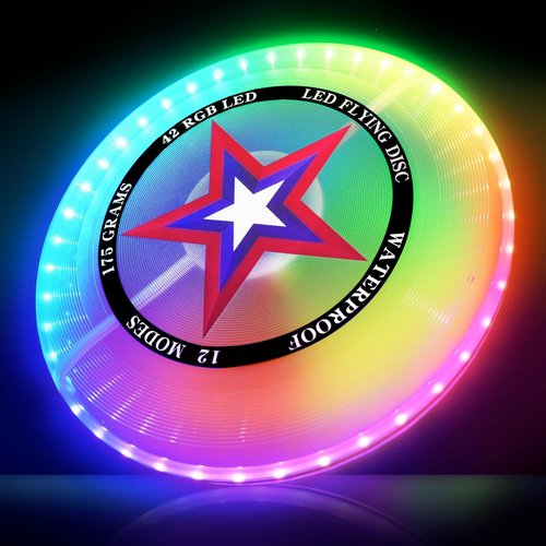 LED Flying Disc - Rechargeable & Water-Resistant with 12 Lighting Modes | Perfect Outdoor Toy for Kids & Adults