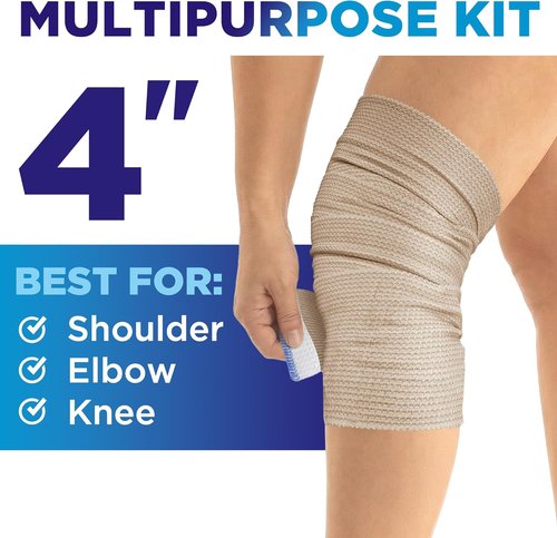 High-Performance Elastic Bandage Wrap - Self-Closing Compression for Legs, Ankles, Wrists | 6 Pack (2x2in, 2x3in, 2x4in) - Ideal for First Aid and Post-Surgery Recovery