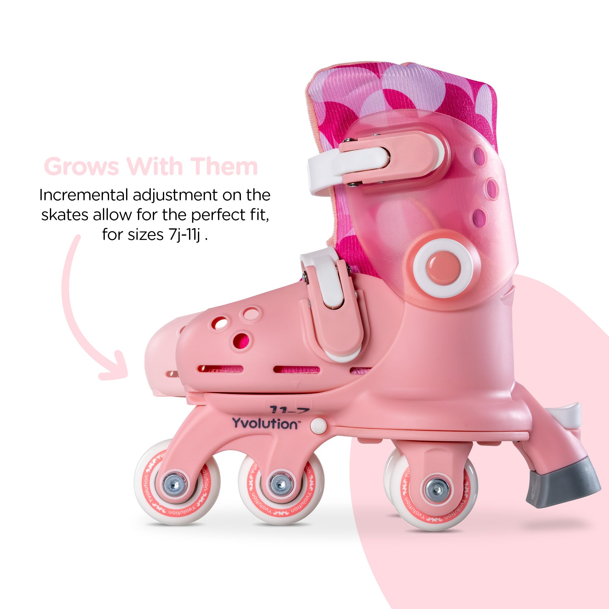Yvolution Learner Twista Skates – 2-in-1 Adjustable Kids Roller Skates for Ages 2+ – Converts from Tri-Wheel to Inline Skates – No Tools Needed – US Size 7-11, Pink