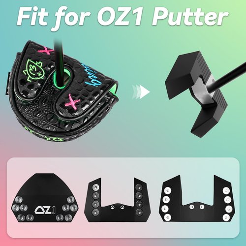 Craftsman Golf DF3 Putter Cover Golf Headcover Center Shaft Birdie Design OZ1 Headcover Mallet Putter Cover with Magnetic Closure for Driver Mid Mallet Putter Heel Shafted