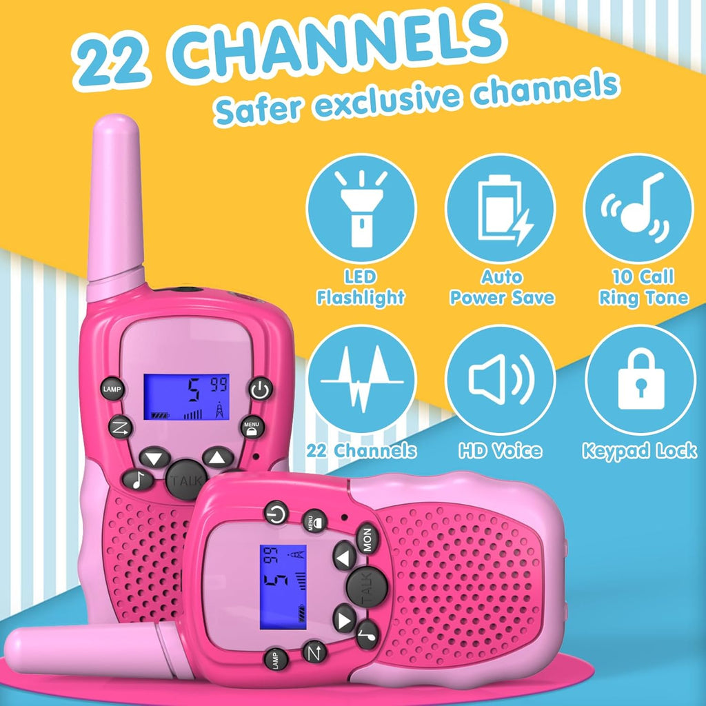 Selieve Walkie Talkies for Kids - 22 Channels, 2-Way Radio with Backlit LCD Flashlight | 3-Mile Range for Outdoor Adventures
