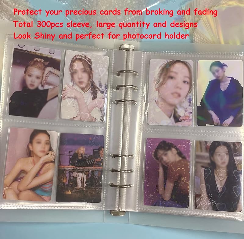 2.4x3.5in 300 Pcs Kpop Photocard Sleeves Laser Holographic Card Protectors