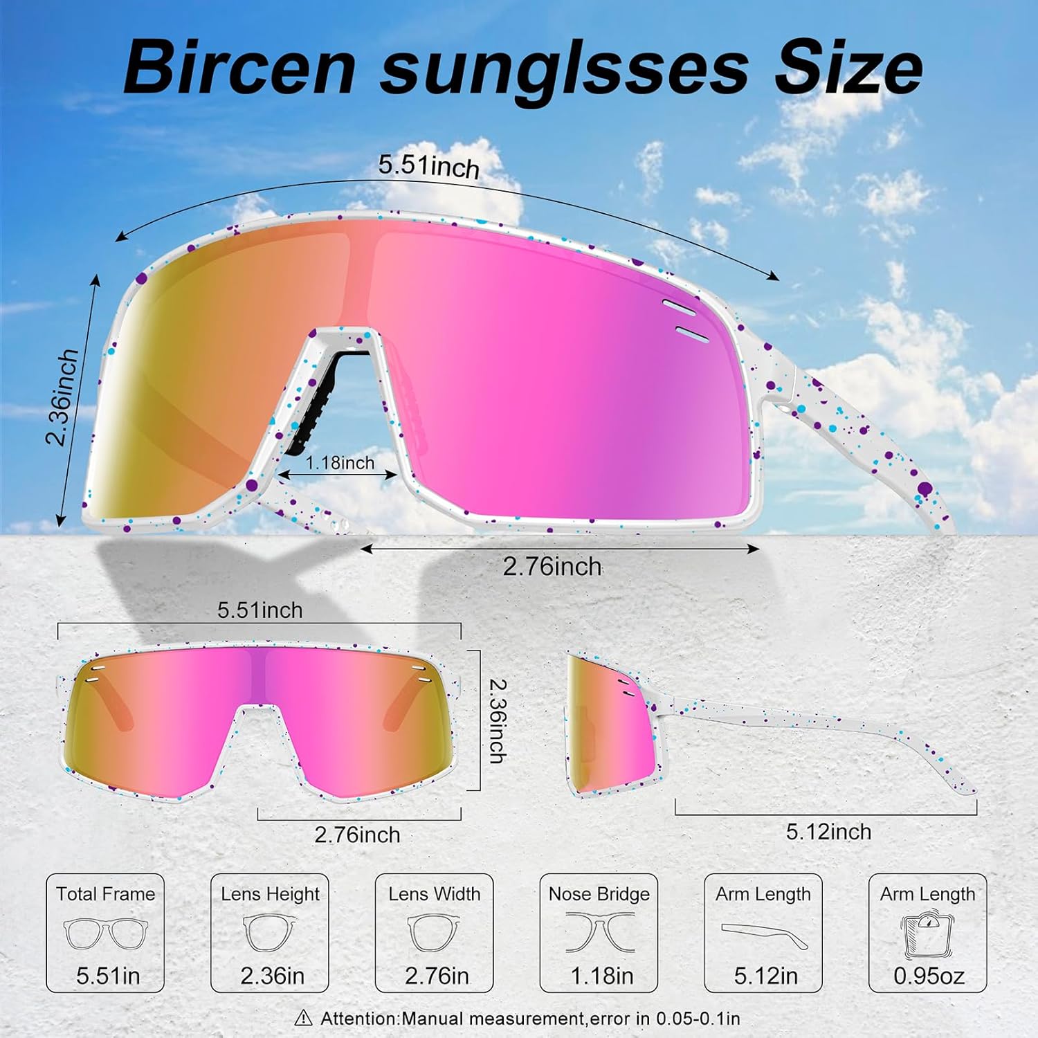 Polarized Cycling Glasses - UV400 Protection Sports Sunglasses for Men & Women | Ideal for MTB, Fishing, Running