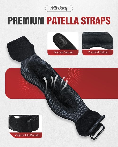 MitButy Patellar Tendon Support Strap with Silicone Pad (2 Pack) Adjustable Patella Knee Brace for Men, Women & Youth, Knee Protector Band & Relief Strap for Running, Sports & Daily Activities