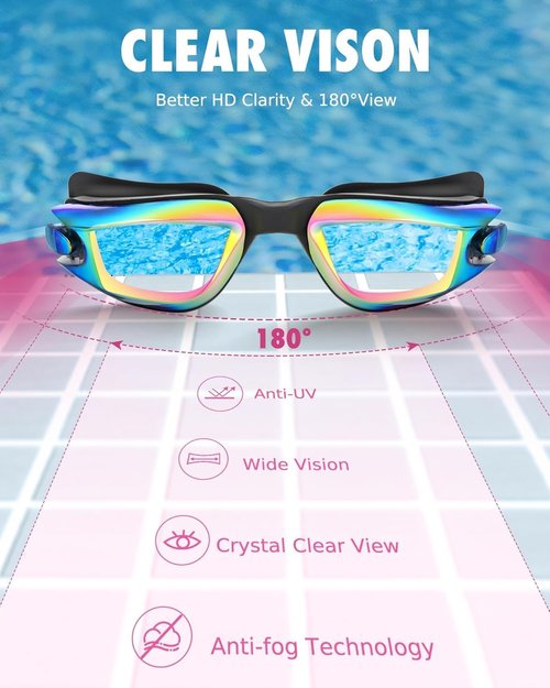 Aegend Swim Goggles - No-Leak Kids Swimming Goggles for Ages 3-14 | Clear Vision & Comfort
