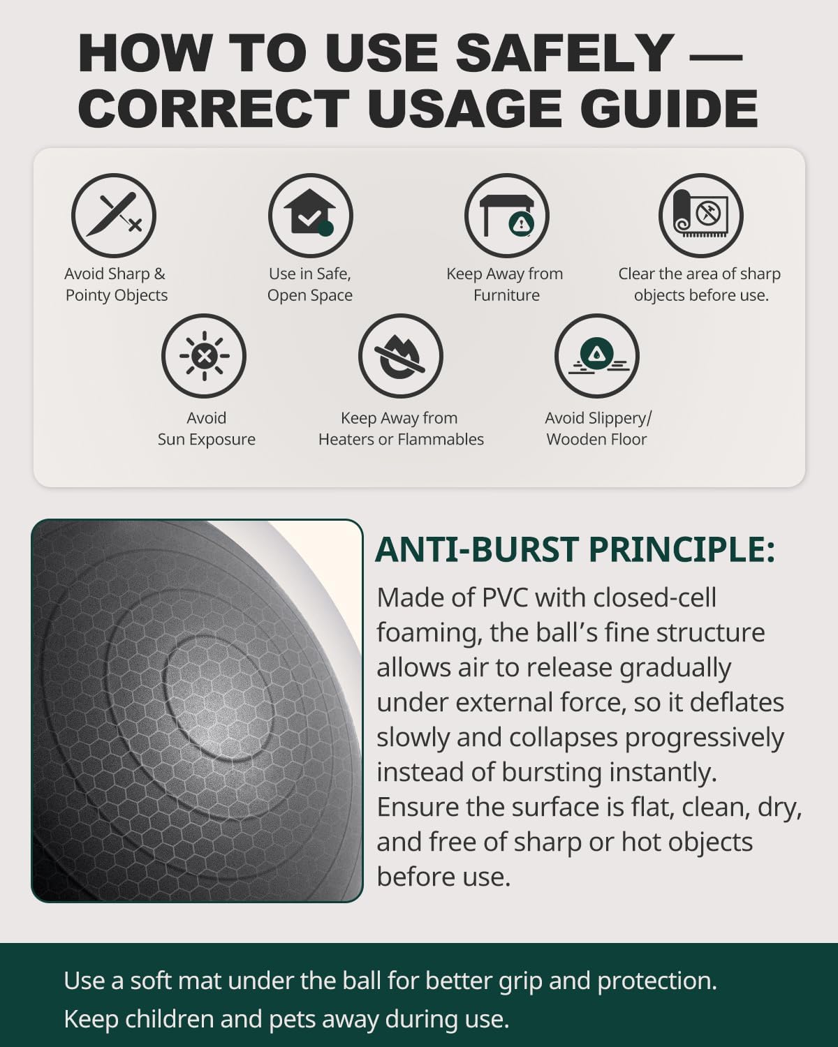 Trideer Exercise Ball - Stability Ball for Yoga, Pilates & Fitness | Core Training & Balance | 5 Sizes Available