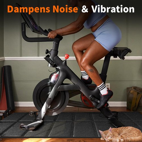 Mat for Exercise Bike Treadmill Walking Pad on Carpet 63x30,Compatible with Peloton, 1/4" Indoor Bike Trainer Mat for Hardwood Floors, Spin Stationary Bike, Equipment Stability, Noise Shock Absorption