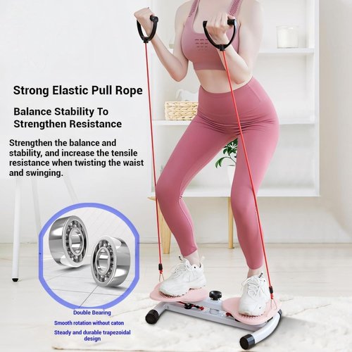 Waist Twisting Machine Fitness Tool, Ab Twister Board for Home Workout & Core Training, 300 lbs Capacity Exercise Twist Board with Resistance Bands, Noiseless Waist Sculptor with Foot Massage