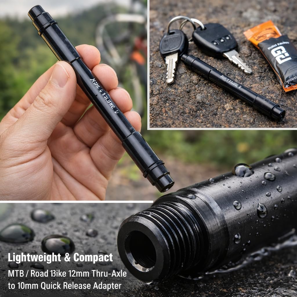 VGEBY Bikes Wheel Rear Fork Axle, 12mm Rear Bikes Thru Axle to 9mm Thru Axle Quick Release Hub Skewer Adapter (142 * 12)
