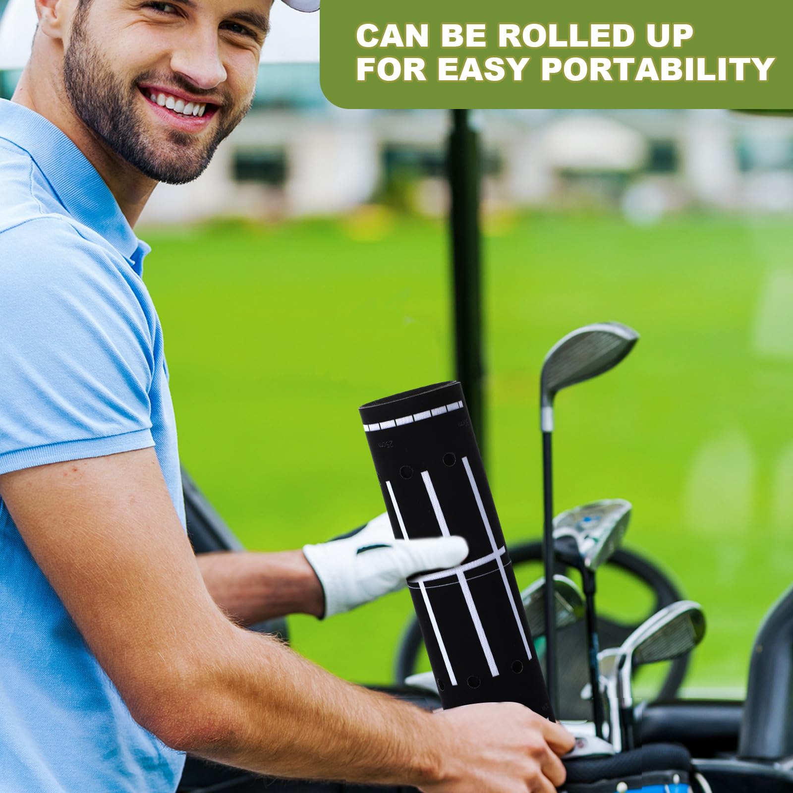 Silipull Golf Putting Mats Practice Indoor 30 x 8.27 Inch Golf Putting Practice Training Aid Alignment Track Green Mat Exercise Putter Training Supplies(Black)
