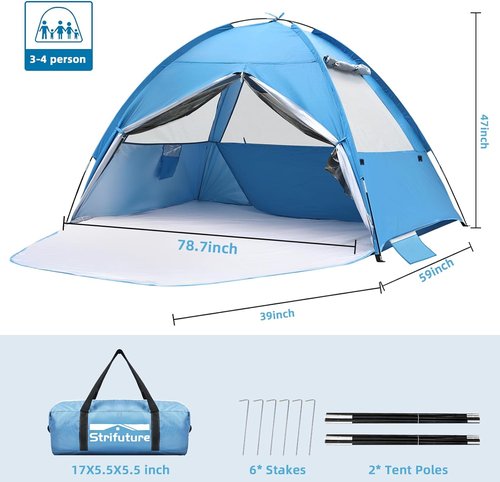 Beach Tent by [Brand Name] | Sun Shelter for 4-5 People - UPF 50+ UV Protection, Waterproof & Lightweight