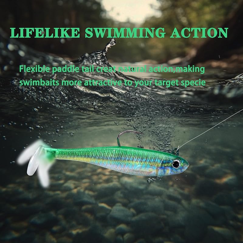 6PCS+2.75" Paddle Tail Swimbaits for Bass & Walleye – Pre‑Rigged Soft Plastic Lures