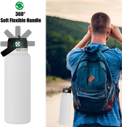 Acemoo Hydro Flask Straw Lids - Leak-Proof Replacement Cap with Flex Handle | BPA-Free for 32 oz, 40 oz, 16 oz, 18 oz, 64 oz Bottles