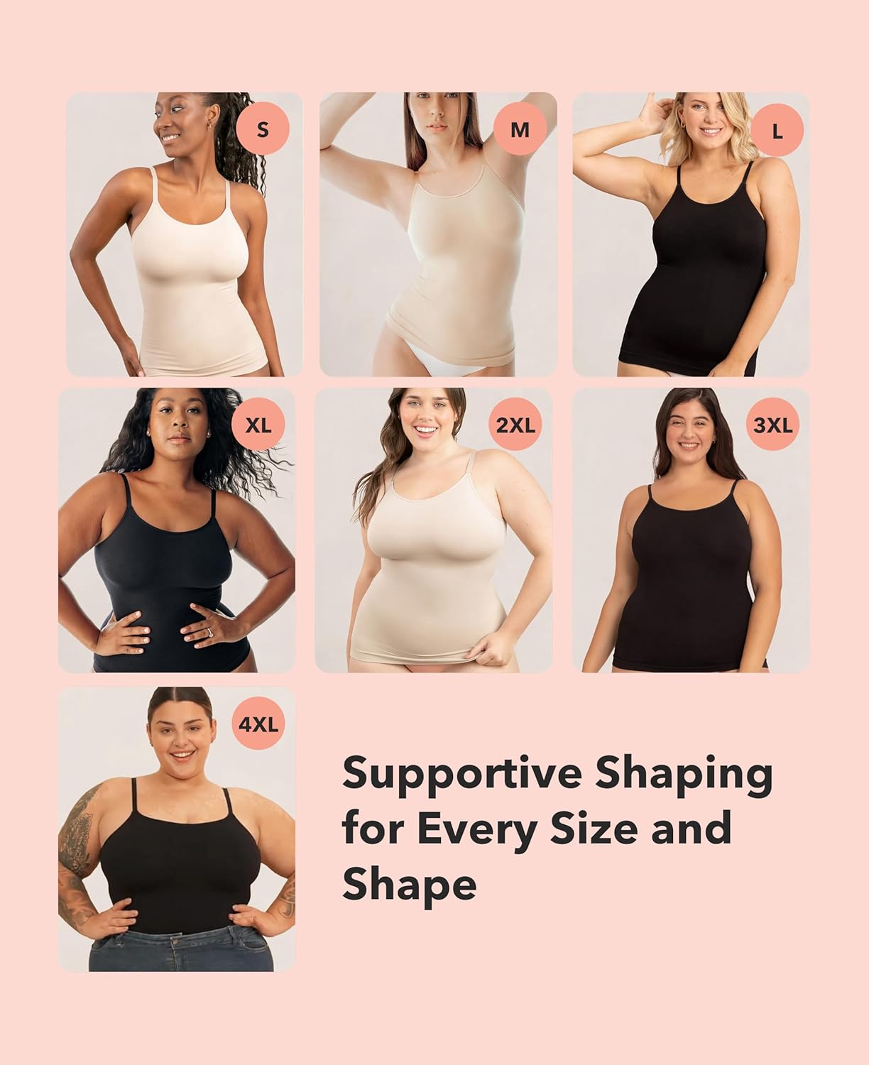 Shapermint Women's Scoop Neck Cami Body Shaper - Tummy Control Shapewear Tank Top