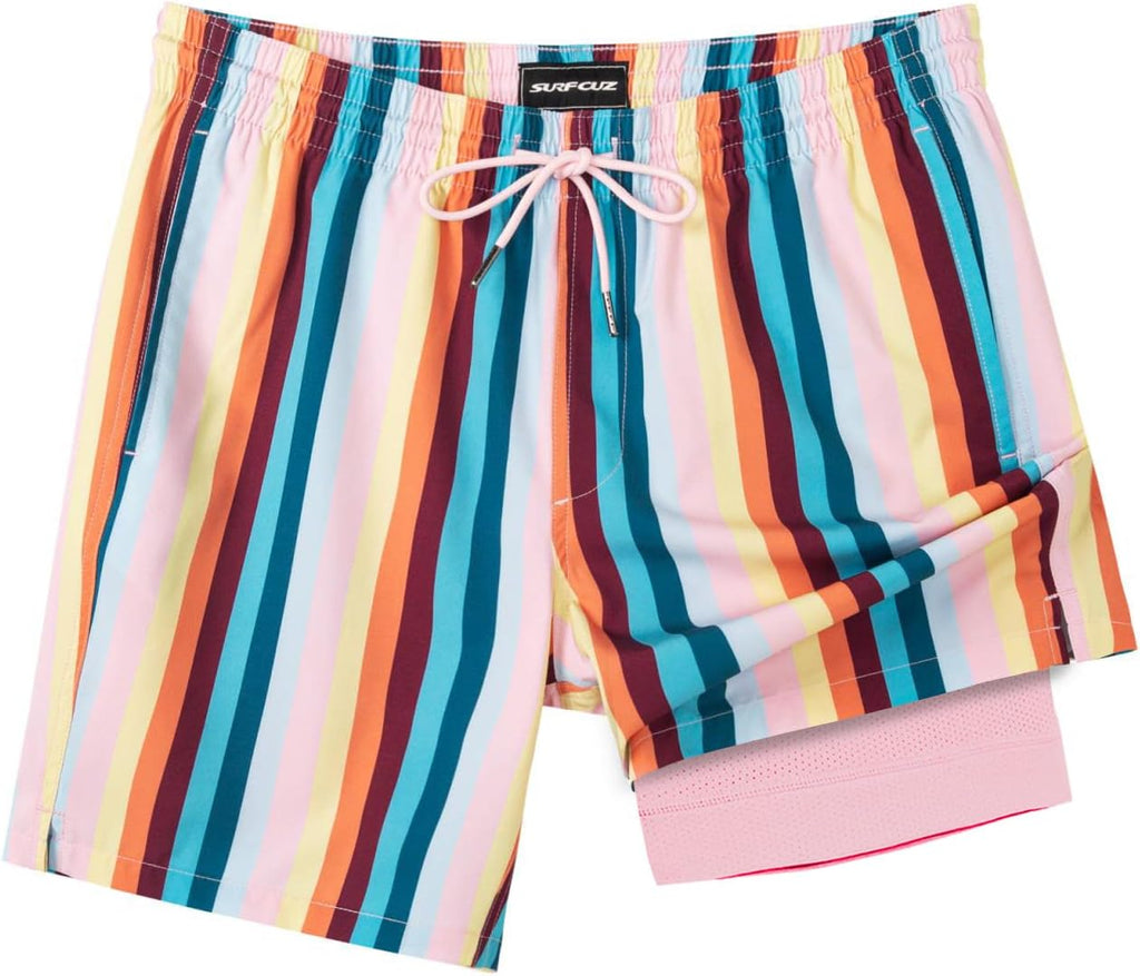 Surf Cuz Men's Swim Trunks - Quick Dry 7" Compression Liner Swim Shorts for Ultimate Comfort