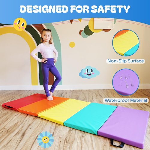 New Bounce Tumbling Mat - Gymnastics Exercise Mat for Kids | Folding Design for Home Use