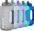 ZULU Goals 64oz Half Gallon Water Bottle - Leak Proof, Time Marker & Straw | Grey Reusable Jug for Gym & Outdoors