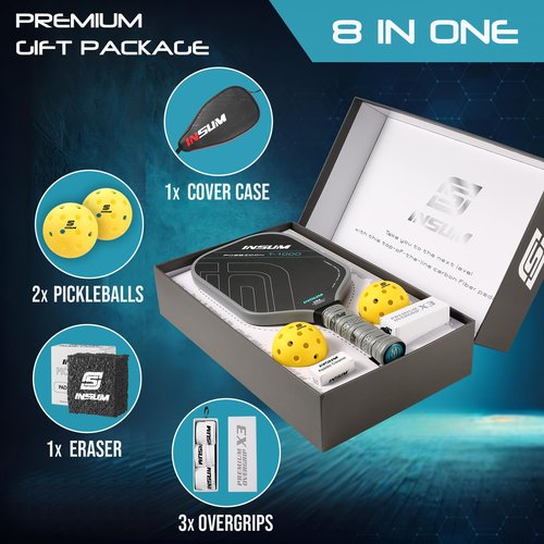 INSUM Pickleball Paddles, T1000 Carbon Fiber Pickleball Paddle with Power Polymer Core, USAPA Approved, Pro Pickleball Rackets for Ultimate Spin & Consistency, Come with Cover