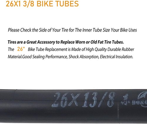 26x1 3/8 Bike Tubes by [Brand Name] - 2 Pack with AV32mm Schrader Valve for Easy Installation