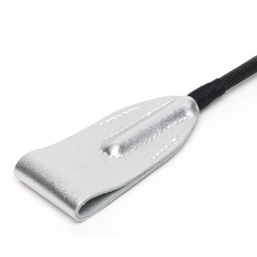 Fifty Shades of Grey Sweet Sting Riding Crop - 24 Inch Leather Riding Crop for Spanking - Soft Rubber Handle & Braided Stem - Black/Silver