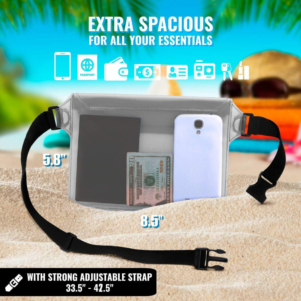 AiRunTech Waterproof Pouch - 2 Pack Waist Strap | Keep Your Phone Safe & Dry for Beach, Pool, Boating, and More