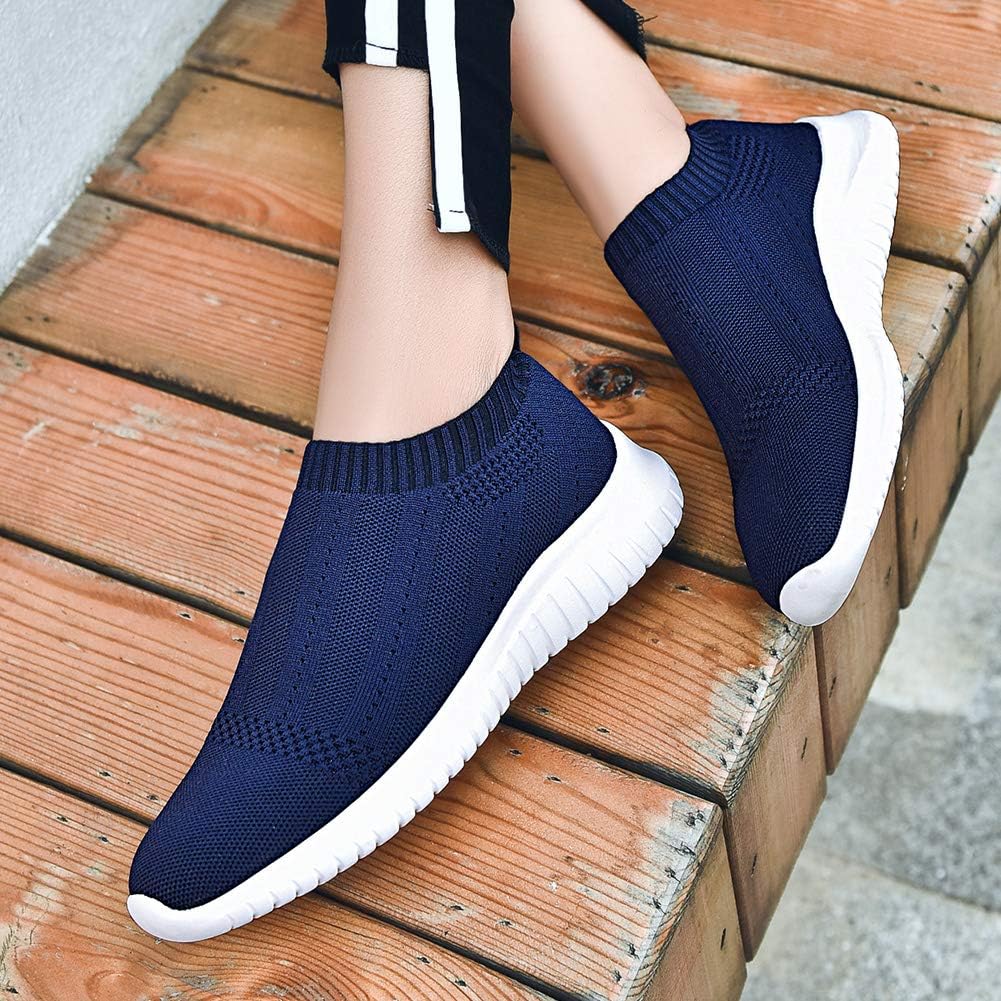 TIOSEBON Women's Slip-On Walking Sneakers - Lightweight, Breathable Knit Yoga Shoes