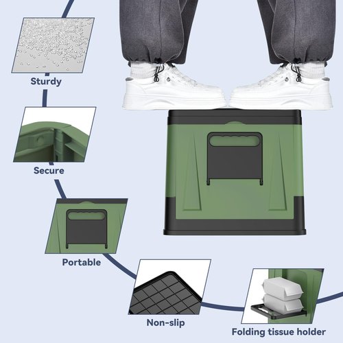 Firiner Collapsible Portable Toilet for Camping, Travel, Outdoor, Car, RV & Emergency Use, Potty with Paper Holder for Adults & Kids