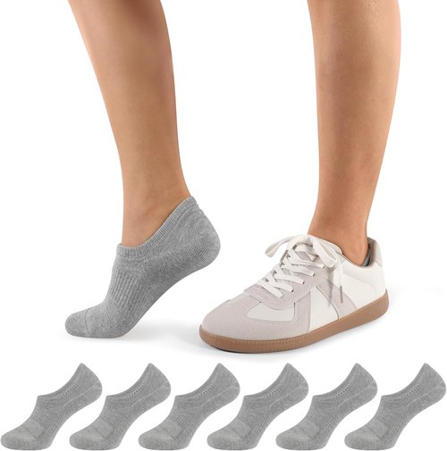 CLOSEMATE No Show Ankle Socks - Cushioned Low Cut with Silicone Grips | 6 Pairs for Women