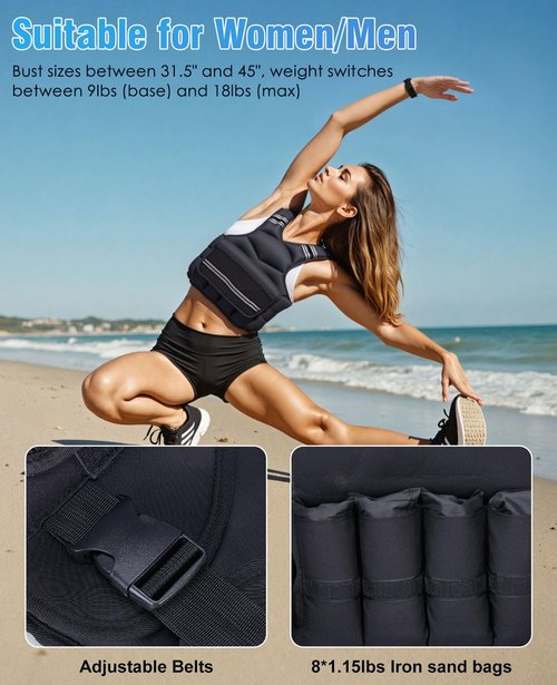 OYY 9-18lbs Adjustable Weighted Vest for Men Women, Running Vest with Reflective Stripe, Comfortable Weight Vests for Workout, Strength Training, Running, Walking, Jogging