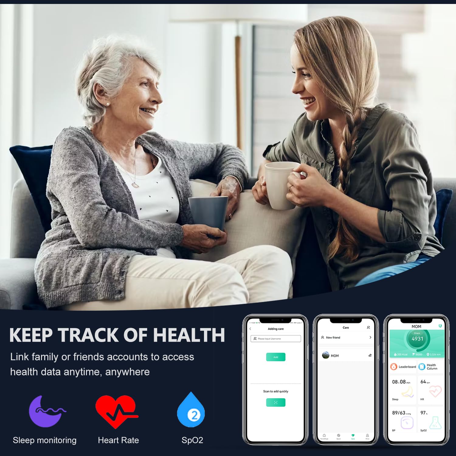 Smart Ring for Women Men Health Tracker - IP68 Waterproof Fitness Ring with Sleep Tracker/Heart Rate/Blood Pressure/Blood Oxygen/Step Counting/Calories for iOS & Android,No Subscription Fee,Silver #9
