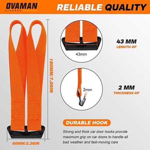 6 Rooftop Cargo Tie Down Hook Straps - Secure Any Car Roof Bag, Roof Rack Cargo Carrier, or Car Top Carrier, Durable and Solid, No Roof Rack Required, Compatible with Most Cars - Registered Patent