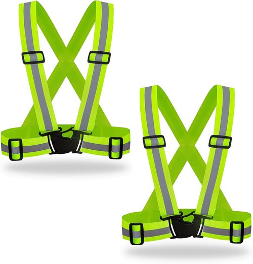DUSKCOVE Hi-Vis Safety Vests - Adjustable Neon Reflective Gear for Traffic Control & Running | 2 Pack