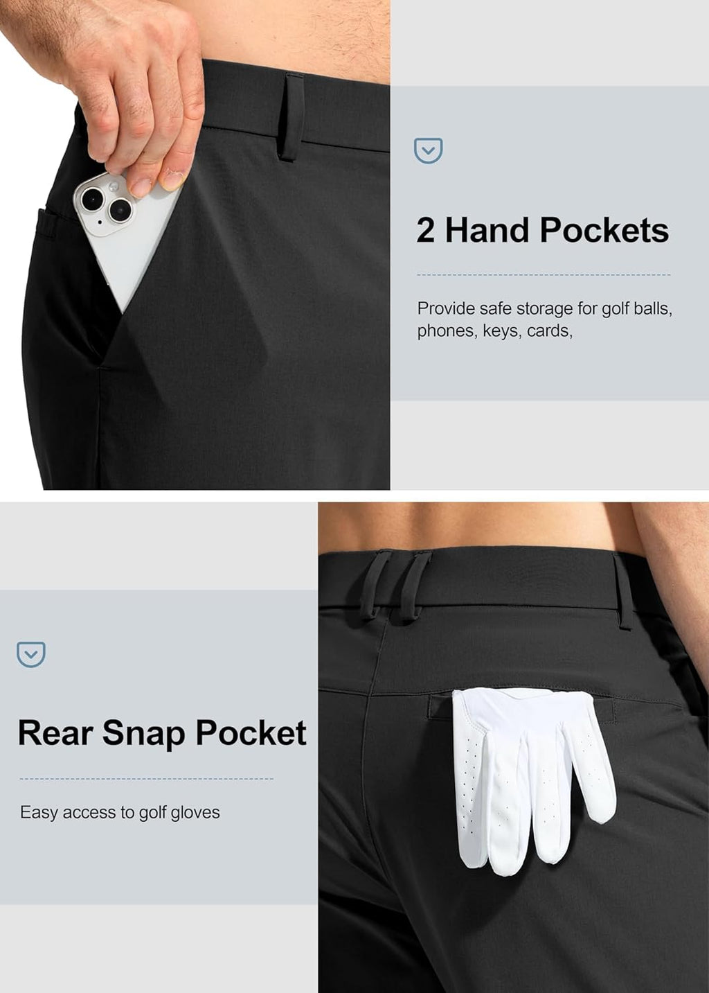 Pudolla Men's Golf Pants - Lightweight Quick-Dry Stretch Trousers | Comfy Casual Slacks with Pockets (30"/32"/34")