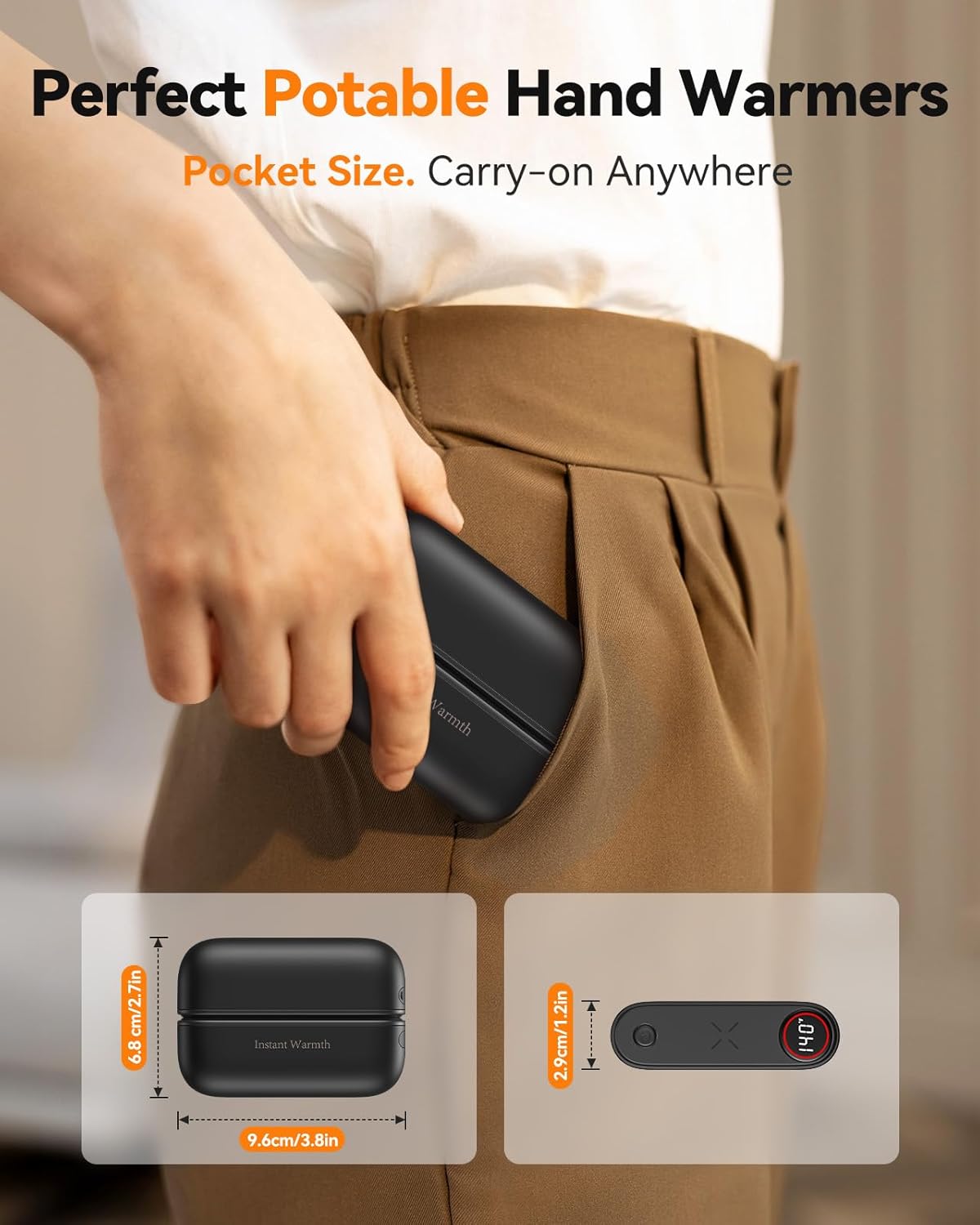 Rechargeable 2-in-1 Hand Warmers by [Brand Name] - 8000mAh USB-C, 3 Heat Levels Up to 140°F | Portable Quick Heating Gift