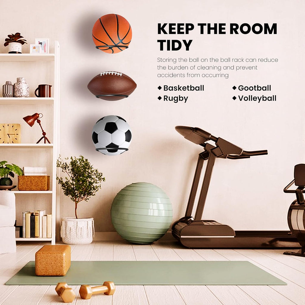 Skiennix Basketball Holder Wall Mount - Universal Metal Display Rack for Soccer, Volleyball & Football