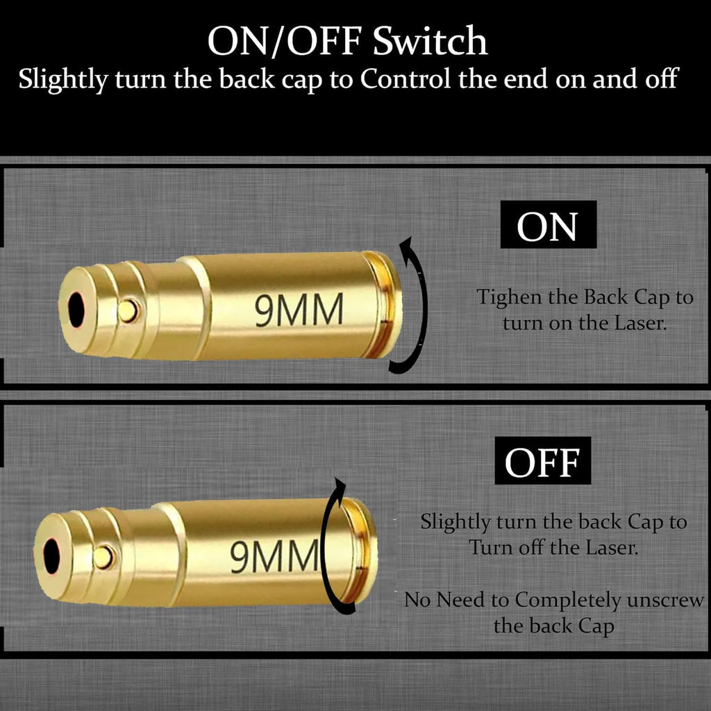 Red Dot 9mm Laser Bore Sighter - Precision Hunting Tool for Accurate Sight Alignment