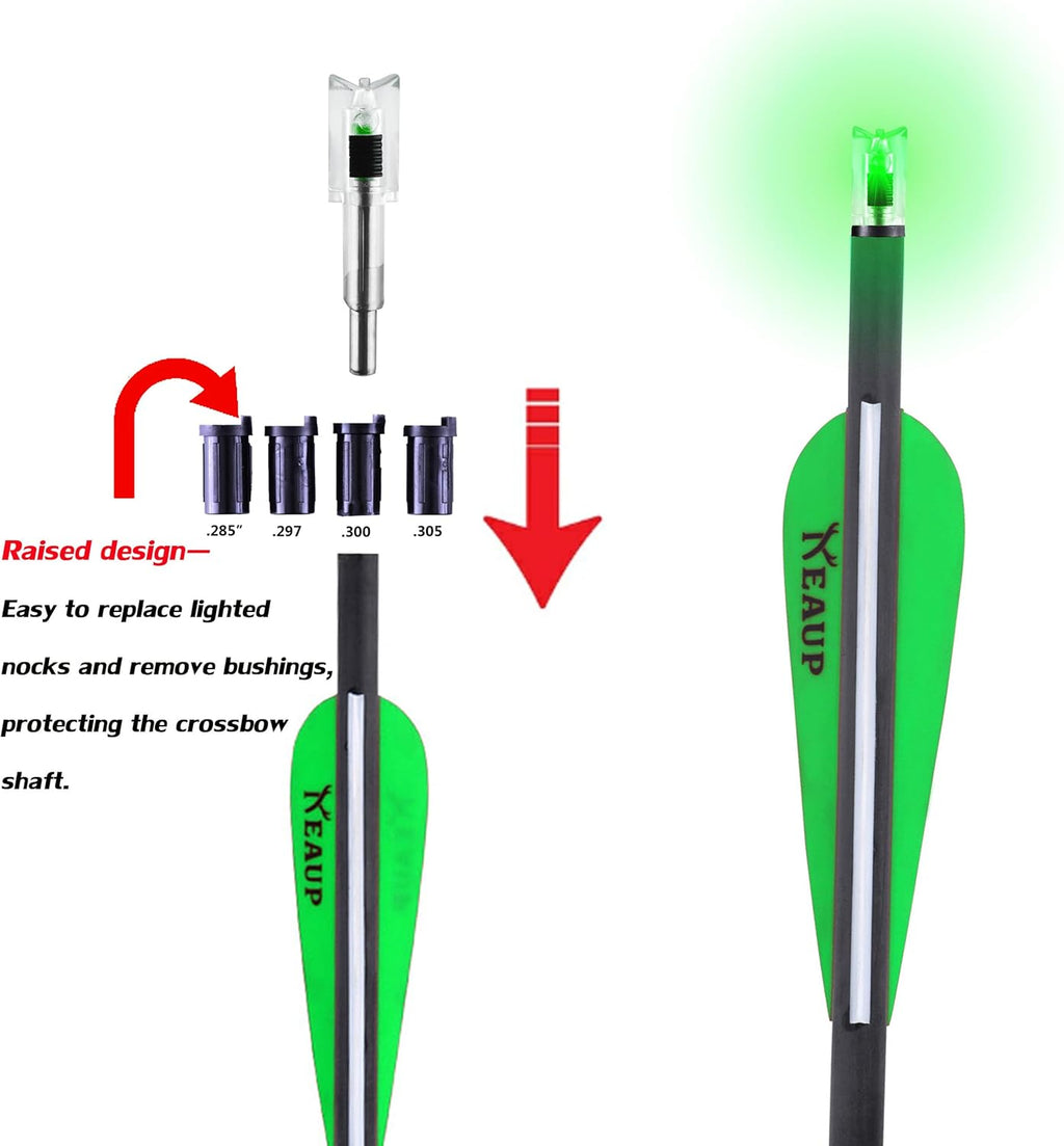 Skiennix Lighted Nocks for Crossbow Bolts - High-Visibility with On/Off Switch | 6/3 Pack, Multiple Sizes