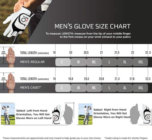 FINGER TEN Premium Golf Gloves - Cabretta Leather, All-Weather Grip, 3 Pack, Sizes S-XL for Men