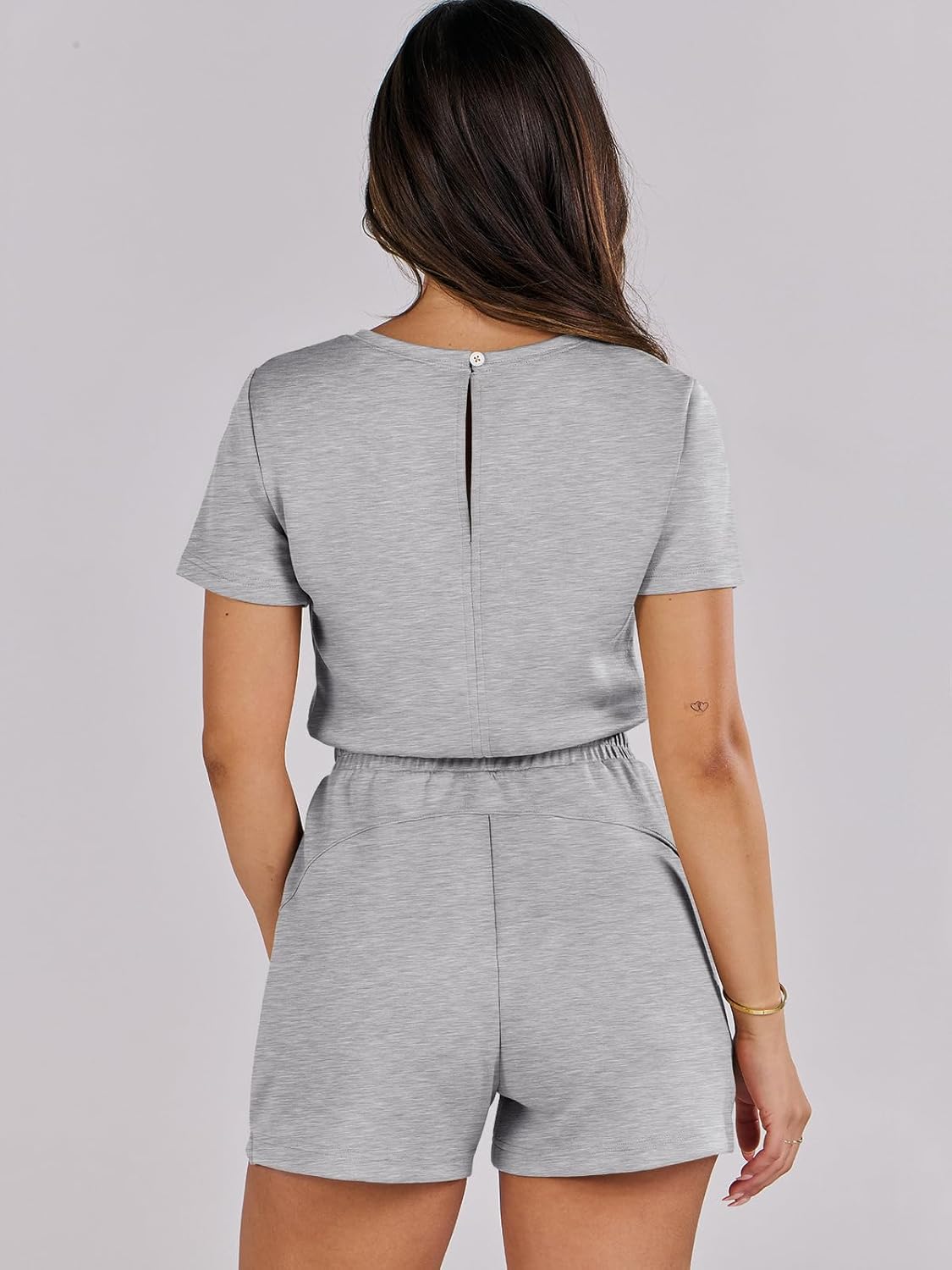 ANRABESS Women's Short Sleeve Romper - Stylish One-Piece Jumpsuit for Summer Beach Vacations