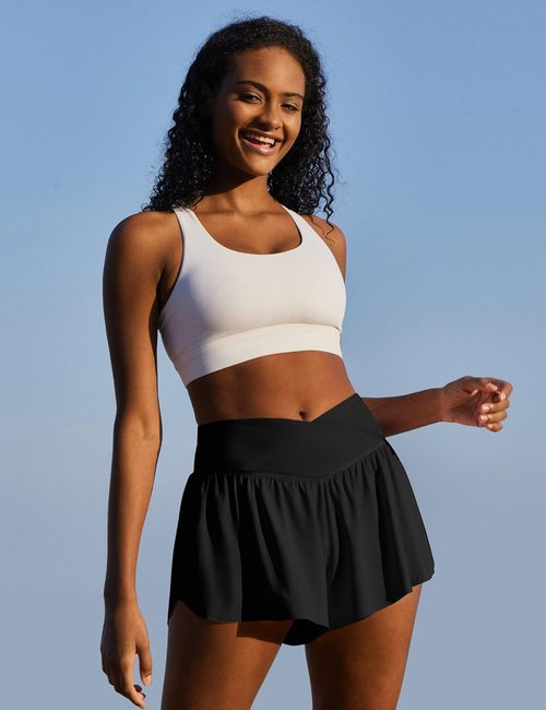 IUGA High Waisted Athletic Shorts - Flowy Crossover Skorts for Women | Perfect for Running & Workouts