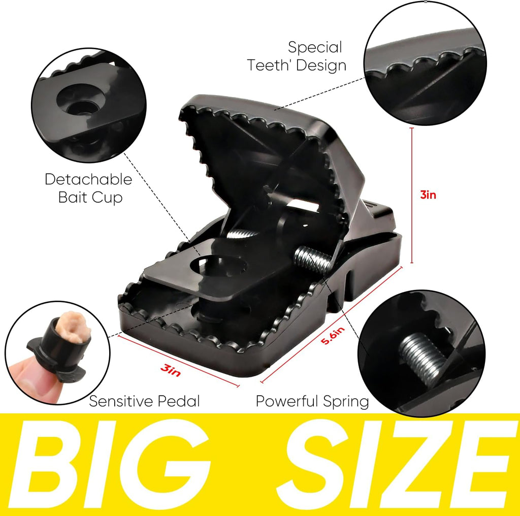 Rat Trap 6-Pack | Large Reusable Mouse Traps for Indoor & Outdoor Use - Fast & Hygienic
