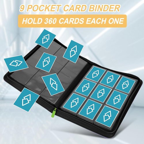 GERMUN Trading Card Binder - 9 Pocket Premium Card Holder for 360 Cards | Double-Sided Album (Grass Green)