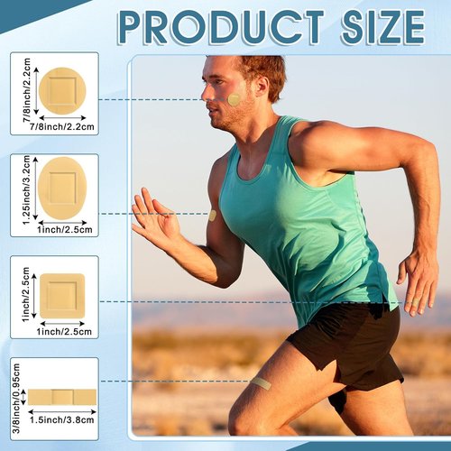 Geiserailie Adhesive Bandages - 200 Pcs Waterproof Flexible Oval & Square Strips for Skin Wound Care