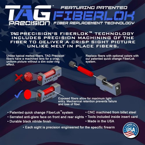 TAG Precision TAC Gun Sights Compatible with CZ P10 Pistols | Durable Compact Ultra-Bright Front & Rear Tactical Handgun Sights with Easy Customization & Enhanced Accuracy | Fiber (TSF)