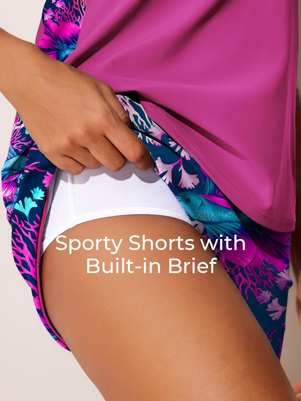 Summer Mae Blouson Tankini Swimsuits for Women 2026 Tummy Control Two Piece Bathing Suits with Sporty Pockets Swim Shorts